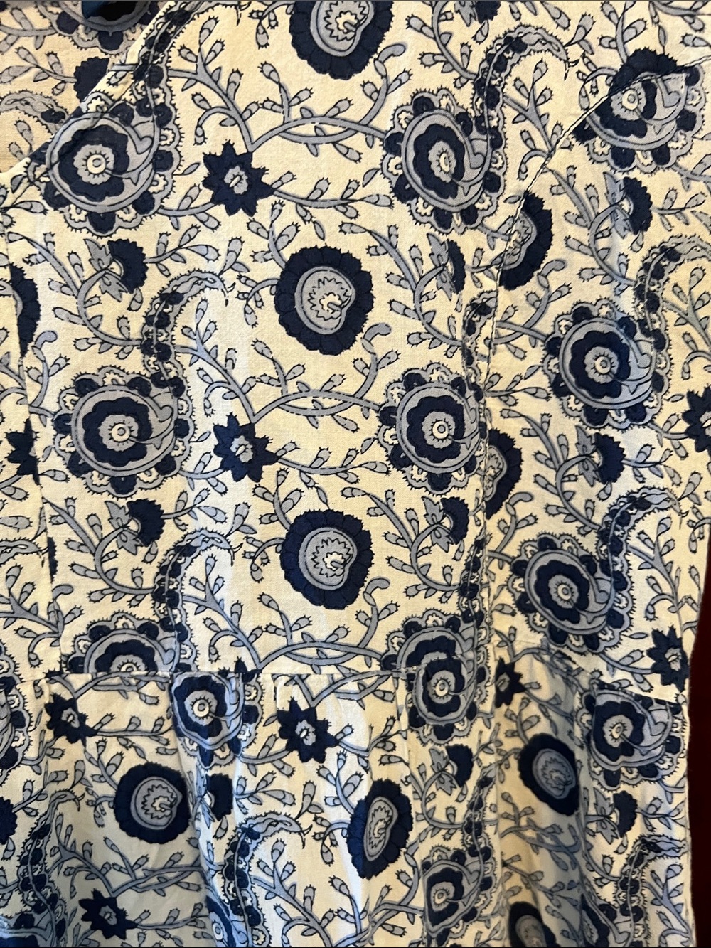 Sleeveless Blue and White Floral Midi Dress - Picture 3 of 6
